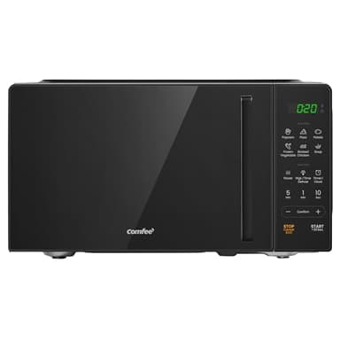 COMFEE' 20L Digital Microwave Oven, 700W Compact Countertop Microwave with Inverter, 6 Auto Menus, Multi-Stage Cooking, ECO Mode, Express Cook, Black - CMO-EM202NF(BK)