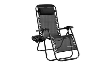 Rainberg Zero Gravity Lounger Chair, Outdoor & Garden Sunloungers, Folding Reclining Patio Chair, Cup Holder, Soft Cushion and Headrest for Poolside, Camping, Coffee (Recliner Chair)