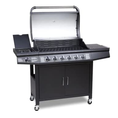 CosmoGrill Pro Deluxe 7 Gas Burner 6+1 Barbecue Grill Steel Warming Rack, Side-Burner, Built-in Temperature Gauge and Weatherproof Cover (Black)