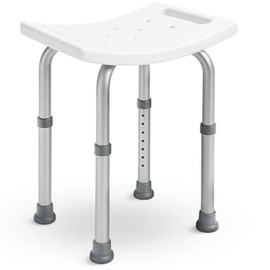 ZENO Shower Stool 50CM | Bath Seat Height Adjustable | Shower Chair | Shower Stools To Sit On In Shower | Shower Seat With Aluminium Frame & Non Slip Feet | 7 Height Shower Stool | 135KG Capacity
