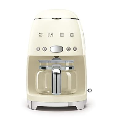 Smeg DCF02CRUK Drip Coffee Machine, Auto-Start Mode, Reuseable Filter, Digital Display, Anti-Drip System, Aroma Intensity Option, 1.4 Litre Tank, Cream
