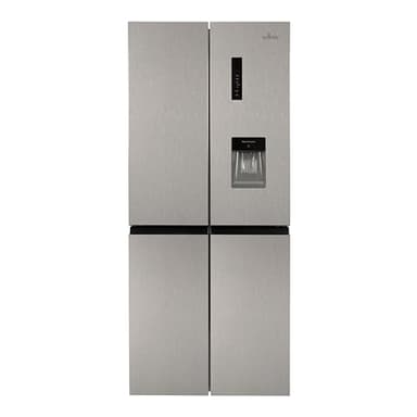 Willow WSBES4MDX 415L Freestanding American Style Fridge Freezer with Total No Frost, 4 Doors, Adjustable Thermostat, Water Dispenser, Mark-Proof Finish - Stainless Steel