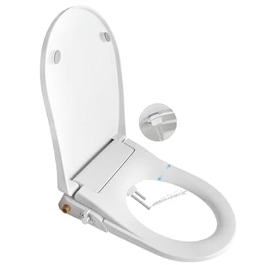 Non Electric Toilet Bidet Seats with Self Cleaning Dual Nozzles Separated Rear & Feminine Cleaning Natural Water Spray, Soft Closed Toilet Seat Toilet Bidet,Easy DIY Installation (Upgrade D)