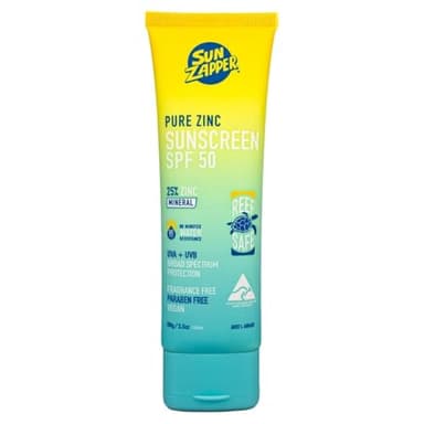 Pure Zinc Sun Cream SPF 50 Sun Zapper Reef Safe Mineral Non Nano Zinc Sunscreen Made in Australia