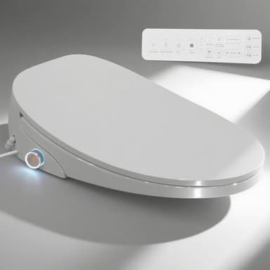 Electric Smart Bidet Toilet Seat - Auto Open and Close Elongated Heated Bidet Toilet Seat with Remote Control, Quick Access Sidebar, Temperature Display