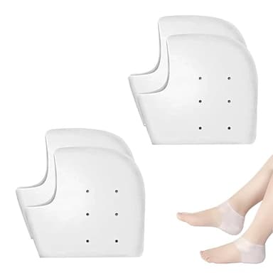 2 Pairs Silicone Heel Protectors, Silicone Heel Socks, Heel Protectors for Blisters, Soft Gel Blister Preventio, for Heel Pain and Cracked Heels (White)