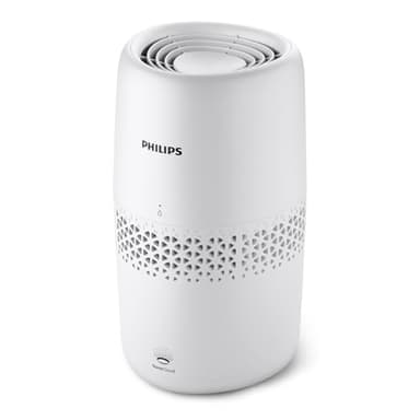 Philips Evaporative Humidifier 2000 Series - Hygienic Humidification, 99.97% Less Bacteria, 2L Water Reservoir, 190 ml/h, for Rooms up to 31 m², Ultra Quiet (32 dB), Auto Shut-Off, White (HU2510/10)