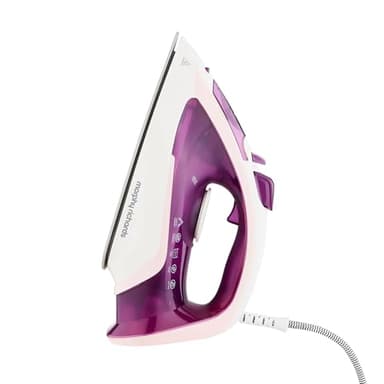Morphy Richards Steamflow Turbo Steam Iron, Non Stick Ceramic Soleplate, 35g Output, Temperature Controls, Anti-Scale and Drip, 320ml Water Tank, 2400W, Pink, White and Amethyst, 302011