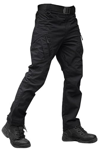TACVASEN Military Trousers Mens Tactical Walking Work Cargo Trousers Outdoor Hiking Pants Black