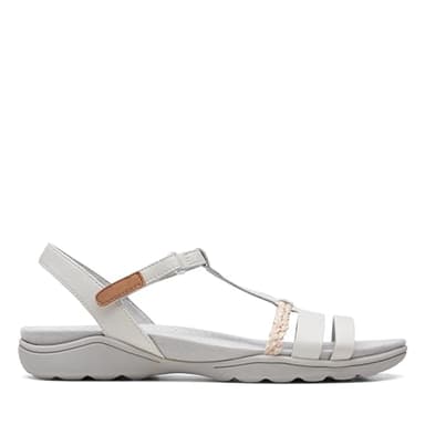 Clarks Women's Amanda TealiteSport Sandal, White leather, 5 UK
