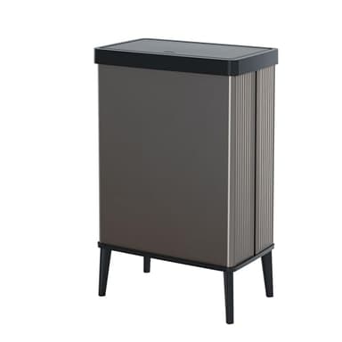 CURVER Verto 54L High Waste Bin, Push Lid, Sleek Design, Easy Assembly, Recycling Friendly, Pearl Grey