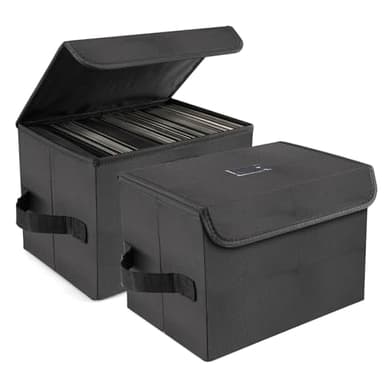 alavisxf xx 7" 45RPM Vinyl Record Storage Box Foldable Stackable with Lid & Handle - Holds 120 Records - 7 Inch Vinyl Storage Box - 2 Pack