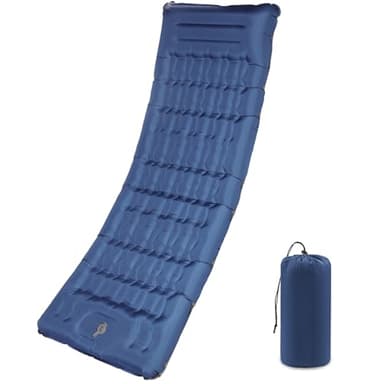 SHANNA Camping Sleeping Pad with Pillow: Extra Thick 12cm Ultra-Light Self Inflating Airpad, Most Comfortable Inflatable Sleep Mattress with Foot Pump for Backpacking, Camp, Hiking, Tent (Navy Blue)
