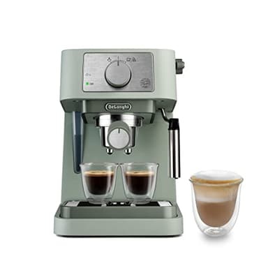 De'Longhi Manual Coffee Machine Stilosa EC260.GR, 15 Bar Pressure, Cappuccino System, Automatic Switch-Off, Compatible with ESE pods, 2 Level Tray, Capacity 1L, Green