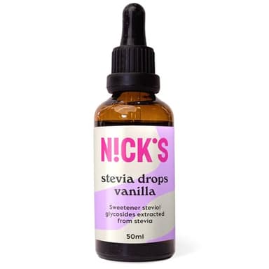 NICKS Vanilla Stevia Drops (50ml) Natural Sugar Free Zero Calorie Liquid Keto Sweetener Gluten Free Low Carb Sugar Substitute Alternative (Pack of 1)