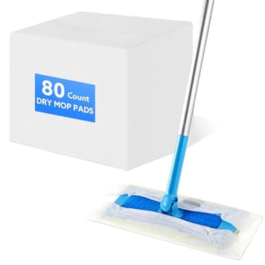 80 Count Dry Sweeping Cloths Pads Compatible with Flash Sweeper, Disposable Duster Mop Refills, Non-Woven Mop Refill Pads for Floor Cleaning