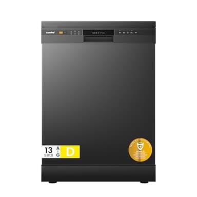 COMFEE' Dishwasher Freestanding with 13 Place Settings, New Upgraded Full Size Dishwasher 60cm Width, CDWPF1301PBD-UK, Auto Door Open Drying, Quick Wash, Hygiene Wash, Delay Start, Half Load -Black