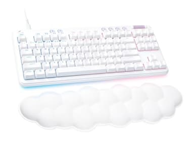 Logitech G G713 Wired Mechanical Gaming Keyboard with LIGHTSYNC RGB Lighting, Linear Switches (GX Brown) and Keyboard Palm Rest, PC and Mac Compatible, QWERTY UK English Layout - White Mist