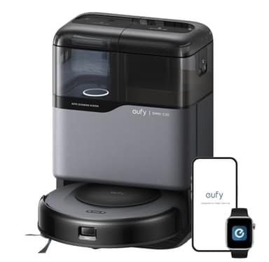 eufy Omni C20, Robot Vacuum Cleaner with Mop, All-in-One Station,7,000 Pa Powerful Suction, Ultra-Slim, Auto Emptying, Washing and Drying for Hands-Free Cleaning, Mop Lifting and Carpet Detection