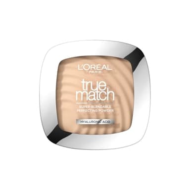L'Oréal Paris Powder Foundation, Super-Blendable, With Hyaluronic Acid, Light Texture for a Flawless Finish, True Match Perfecting Powder, Buildable Coverage, C1