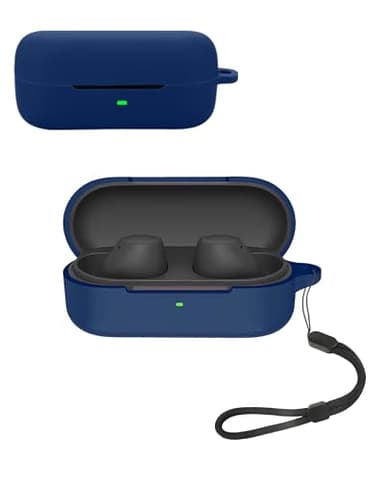 Protective cover for Sony WF-C510 Wireless Earbuds, Soft Silicone Case with lanyard - Skin-friendly & Durable, Blue