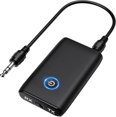 OQIMAX Bluetooth 5.3 Transmitter Receiver, 2-in-1 3.5mm Wireless Bluetooth Audio Adapter with Low Latency, Noise Reduction, Plug and Play Audio Receiver for TV PC Headphones Speakers Stereo Systems