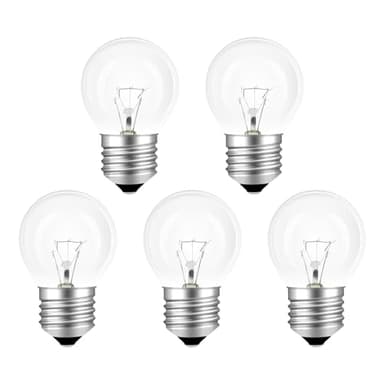 SCNNC G45 E27 Oven Bulb 230V, 5 Pack, 40W, Warm White 2700K, Dimmable, 300°C Heat Resistant, Incandescent, Globe Shape