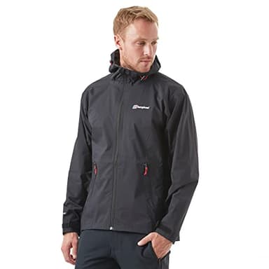 Berghaus Men’s Stormcloud Waterproof Jacket with Adjustable Hood and Drawcord Hem, Breathable, Lightweight & Durable Technical Raincoat (UK, Alpha, M, Regular, Regular, Black)