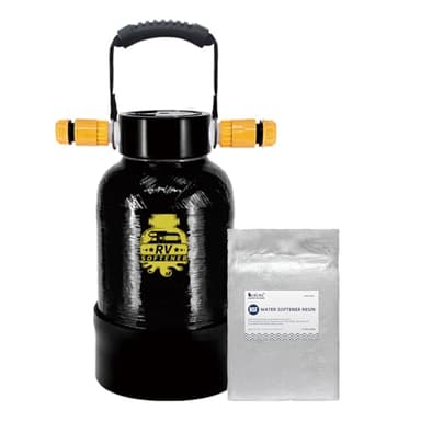 RV Water Softener -16000 Grain Portable,Softened Hard Water Filter System for RV,Boats,Mobile Car Washes,Pressure Washes (Black-RV Water Softener)