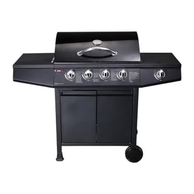 CosmoGrill Original 5 Gas Burner 4+1 Garden Grill, Steel Warming Rack, Side-Burner, Storage & Built-in Temperature Gauge for Home Garden Party Outdoor Cooking