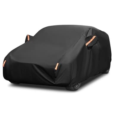 Premium Waterproof Car Cover for Sedan 177"-185"/450-470 cm,All Weather Protection,Premium Car Covers For Outside Storage, Cotton Lining, UV and Hail Resistant