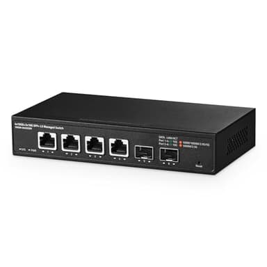 Binardat 6 Port 10 Gigabit Managed Switch, 4x10G RJ45 Ethernet,Support 1G/2.5G/5G/10G, 2x10G SFP+, 120Gbps Bandwidth, L3 Web Managed, Metal Small Network Switch