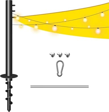 Sun Shade Sail Pole 9.3Ft Outdoor Sunshade Sail Post Support Awning Canopy Heavy Duty Metal Pole Kit for Patio Garden Deck (Lawn Ground, 2)