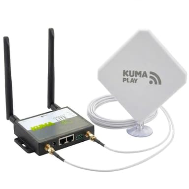 KUMA CONNECT PLAY Unlocked 4G Router with SIM Slot (150Mbps Kit) | High Gain MiMo Indoor Suction Antenna for Caravan, Motorhome, Boat WiFi | Connect 32 Devices | UK/EU Internet Hotspot - 12V & 240V