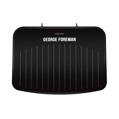 George Foreman Large Electric Fit Grill [Non stick, Healthy, Griddle, Toastie, Hot plate, Panini, BBQ, Energy saving, Vertical storage, Easy clean, Drip tray, Ready to cook light] Black, 2400W 25820