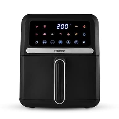 Tower T17186 Vortx Digital Air Fryer with Digital Colour Display, 11 Pre-set Cooking Options, Space Saving Design, 1500W, 5L, Black