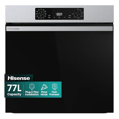 Hisense BI622AXPGUK - Built-in 77L Electric Single Oven - Stainless Steel with Even Bake, 300°C Pizza Mode, Frozen Food Mode, Steam Clean - A Rated, Extra Large