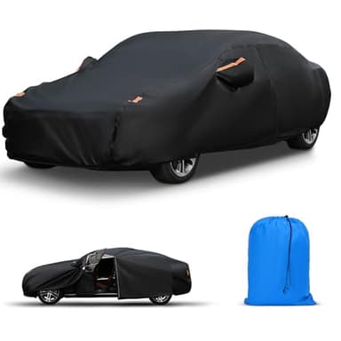 Waterproof Car Cover for Sedan 185"-193"/470-490 cm,All Weather Protection,Premium Car Covers For Outside Storage, Cotton Lining, UV and Hail Resistant
