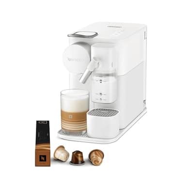 Nespresso Lattissima One Coffee Machine by De'Longhi for Original Coffee Pods, Latte, Cappuccino, Integrated Milk Frother, Starter Capsule Set Included, EN510.W, White