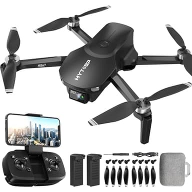 HYTOBP H867 Drone with 4K Camera for Adults and Beginners, Brushless Motor Foldable RC Quadcopter, 36 Mins Flight Time with 2 Batteries, Optical Flow, Headless Mode, 360° Flips, One Key Takeoff(Black)