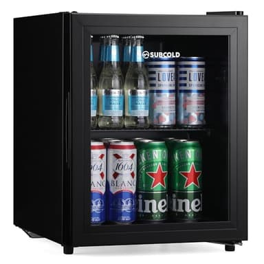 Subcold Cave35 Mini Refrigerator 35L with Glass Door and LED Light | Compact Refrigerator for Bedrooms, Gaming Rooms, Man Caves, Offices & Home Bars – Energy Efficient
