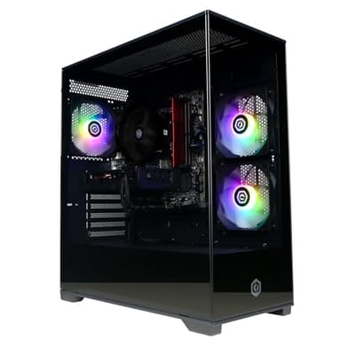 CyberPowerPC Wyvern Gaming PC - AMD Ryzen 7 5700X, Nvidia RTX 5060, 16GB RAM, 1TB NVMe SSD, 650W PSU, Wi-Fi, Windows 11, Prism Panoramic Black