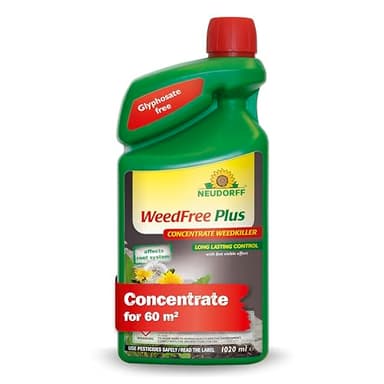 Neudorff WeedFree Plus Concentrate - Effective Weedkiller for fast, long-lasting weed control. Affects root system. Glyphosate Free, 1020 ml