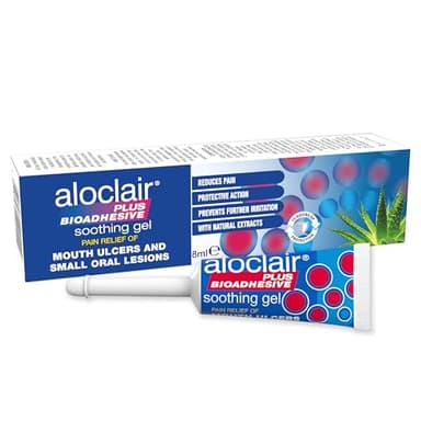 Aloclair Plus Bioadhesive Gel 8ml - Helps relieve pain from Mouth Ulcers and Small Oral Lesions. Up to 12+ Hours Protection, No-Touch Application, Suitable for Adults & Children 4 years+