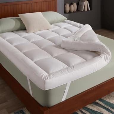 HNL® Luxury Hotel-Quality Mattress Topper Single Bed | 10cm Extra Thick Microfiber Single Bed Topper with Elastic Corner Straps, Deep Cooling Mattress Toppers | Soft, Breathable & Machine Washable