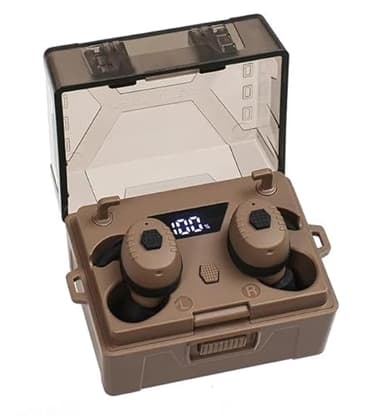 Electronic Shooting Earplugs Noise Cancelling Bluetooth 5.4 Earbuds Hearing Protection Earmuff Ear Plugs for Hunting/Tactical/Shooting/Military/Musical Events/Construction/Concerts/Drilling (Brown)