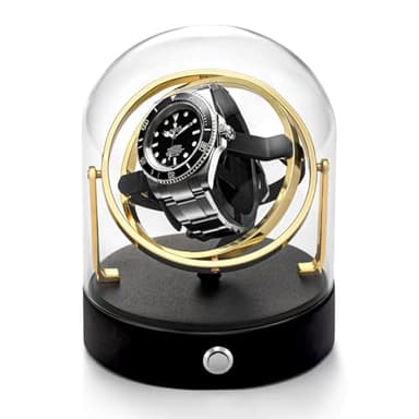 DEWEGER- Orbit Single Watch Winder for Mechanical Watch Quiet Motor Fit Lady Man Suitable for Rolex and Most, Gold, Fashion