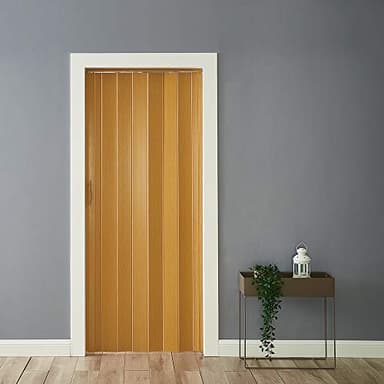 Folding Door Natural Pine Effect PVC Internal Accordion Concertina Sliding Door Thickness:6mm or 12mm (Thickness 12mm, Yellow)