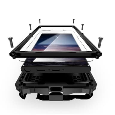 Compatible For Samsung Galaxy S25 Ultra Metal Case with Stand, Heavy Duty Dust Proof Military Grade Rugged Case, Built-in Screen Protector Camera Protector with Full-Body Bumper Cover (Balck) Black