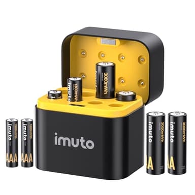 imuto Rechargeable 4 AAA and 4 AA Batteries Lithium with Charger,8 Pack 1.5 V Triple A Double A Batteries Rechargeable, Long Lasting Lithium Battery with Integrated Charging Storage Box(4AAA+4A)